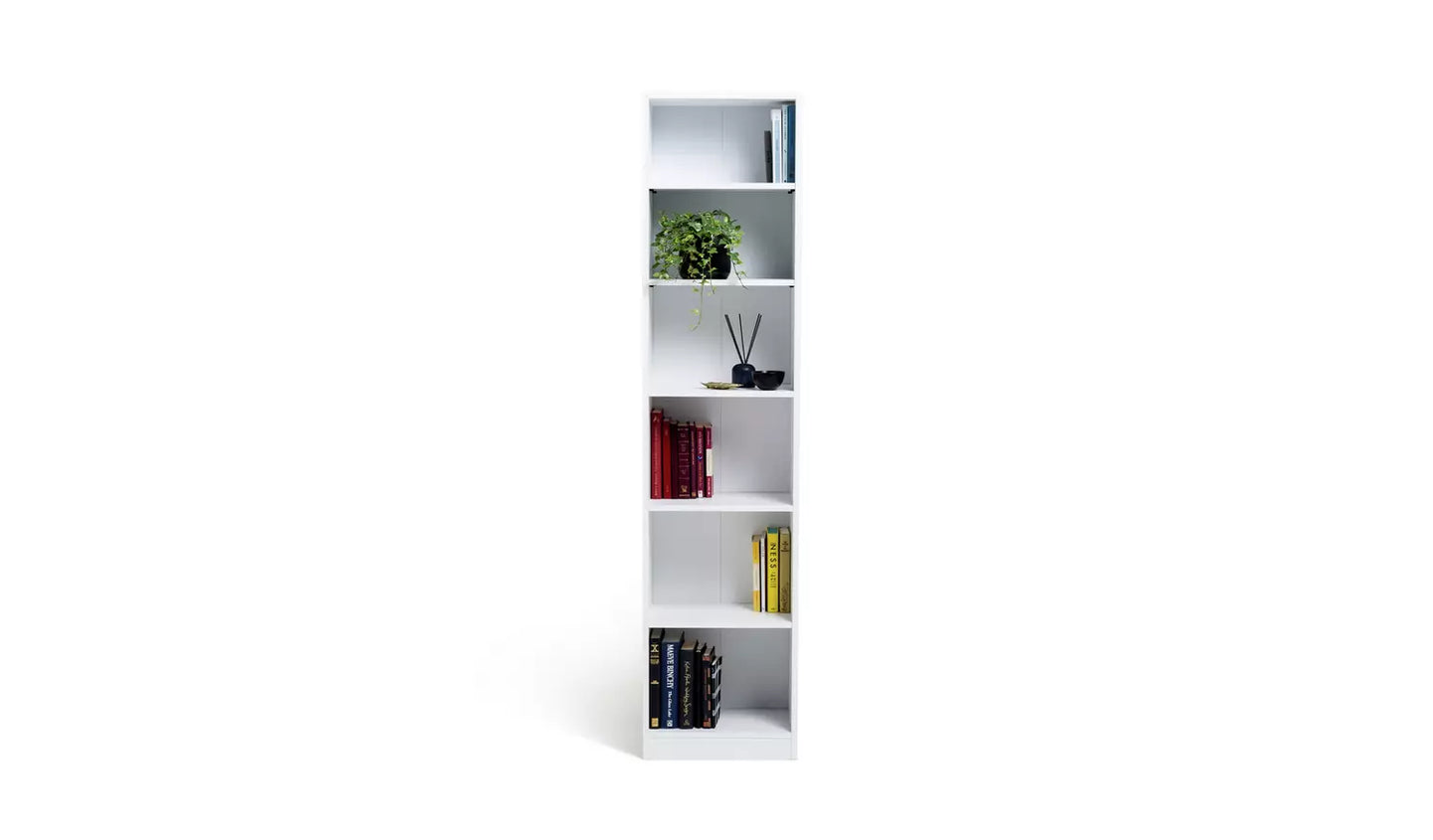 Assembled Maine Narrow Bookcase - White